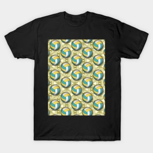 Volleyball Pattern On Geometric Background T-Shirt